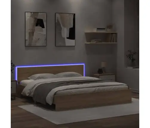 Lovos Rėmas Su Galvūgaliu Ir Led, Sonoma Ąžuolo, 180X200Cm