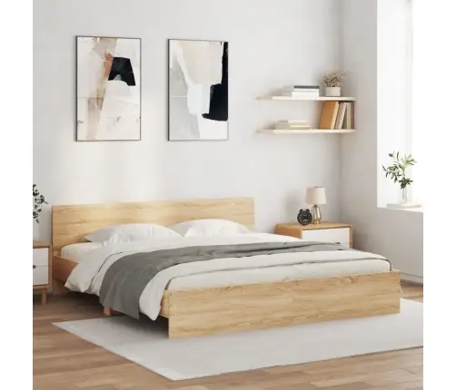 Lovos Rėmas Su Galvūgaliu Ir Led, Sonoma Ąžuolo, 180X200Cm