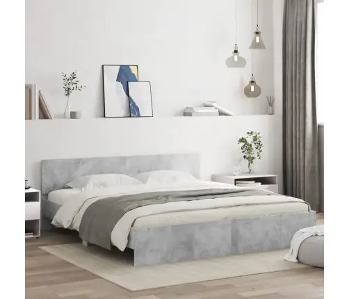 Lovos Rėmas Su Galvūgaliu Ir Led, Betono Pilkas, 180X200Cm