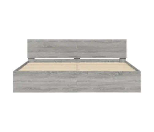 Gultas Rāmis Ar Galvgali Un Led, Pelēka Ozola Krāsa, 180X200 Cm Vidaxl