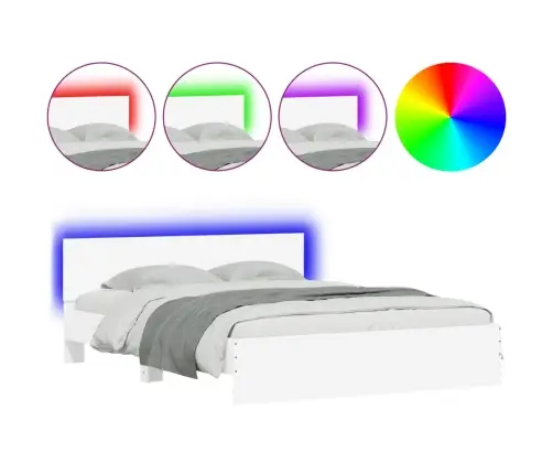 Gultas Rāmis Ar Galvgali Un Led, Balts, 160X200 Cm Vidaxl