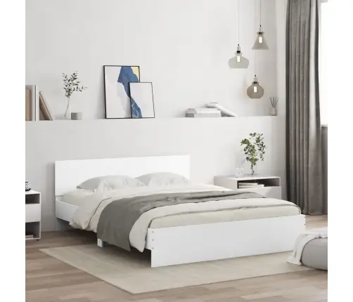 Gultas Rāmis Ar Galvgali Un Led, Balts, 160X200 Cm Vidaxl