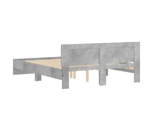 Gultas Rāmis Ar Galvgali Un Led, Betona Pelēks, 160X200 Cm Vidaxl