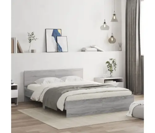 Lovos Rėmas Su Galvūgaliu Ir Led, Pilkas Ąžuolo, 160X200Cm