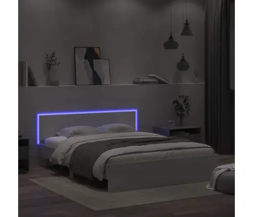 Gultas Rāmis Ar Galvgali Un Led, Balts, 150X200 Cm Vidaxl