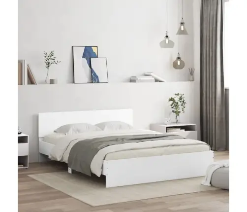 Gultas Rāmis Ar Galvgali Un Led, Balts, 150X200 Cm Vidaxl