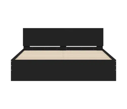 Gultas Rāmis Ar Galvgali Un Led, Melns, 150X200 Cm Vidaxl