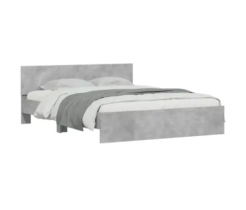 Gultas Rāmis Ar Galvgali Un Led, Betona Pelēks, 150X200 Cm Vidaxl