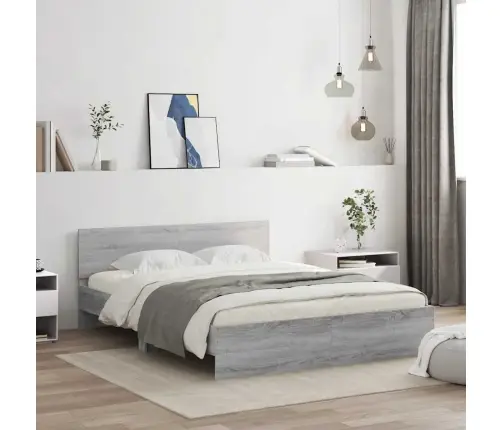 Gultas Rāmis Ar Galvgali Un Led, Pelēka Ozola Krāsa, 150X200 Cm Vidaxl Gultas Rāmis Ar Galvgali Un Led, Pelēka Ozola Krāsa, 150X200 Cm Vidaxl