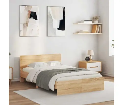 Lovos Rėmas Su Galvūgaliu Ir Led, Sonoma Ąžuolo, 140X200Cm