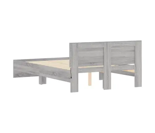Gultas Rāmis Ar Galvgali Un Led, Pelēka Ozola Krāsa, 140X200 Cm Vidaxl