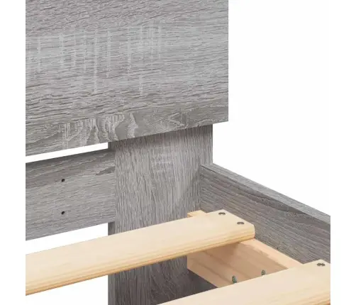 Gultas Rāmis Ar Galvgali Un Led, Pelēka Ozola Krāsa, 140X200 Cm Vidaxl