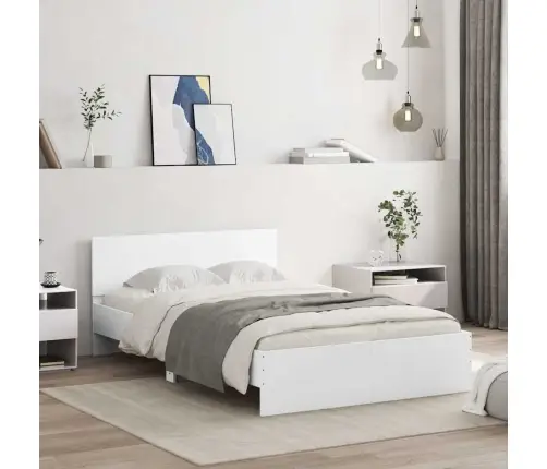 Led-Tulede Ja Peatsiga Voodiraam, Valge, 120X200 Cm