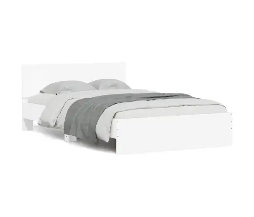 Led-Tulede Ja Peatsiga Voodiraam, Valge, 120X200 Cm