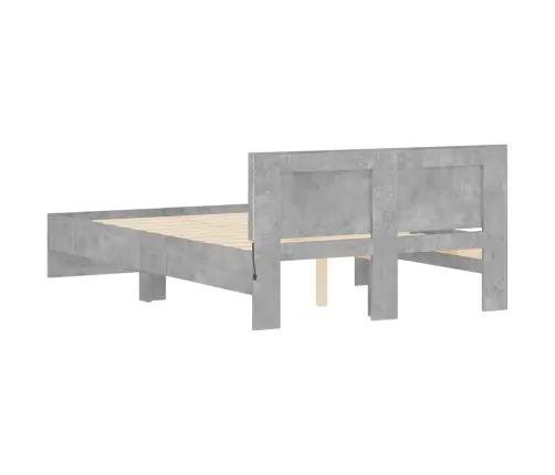 Led-Tulede Ja Peatsiga Voodiraam, Betoonhall, 120X200 Cm