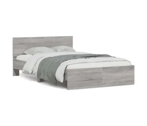 Gultas Rāmis Ar Galvgali Un Led, Pelēka Ozola Krāsa, 120X200 Cm Vidaxl
