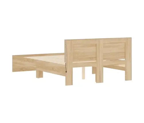 Gultas Rāmis Ar Galvgali Un Led, Koka Krāsa, 140X190 Cm Vidaxl