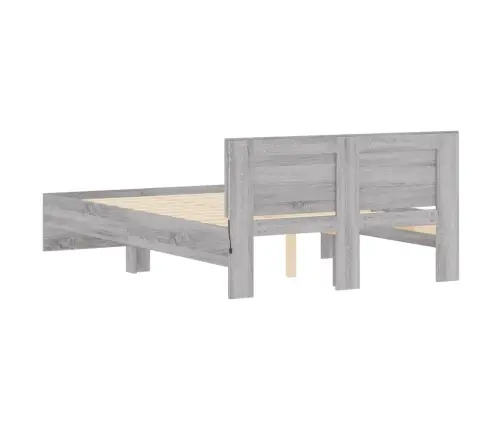Gultas Rāmis Ar Galvgali Un Led, Pelēka Ozola Krāsa, 140X190 Cm Vidaxl