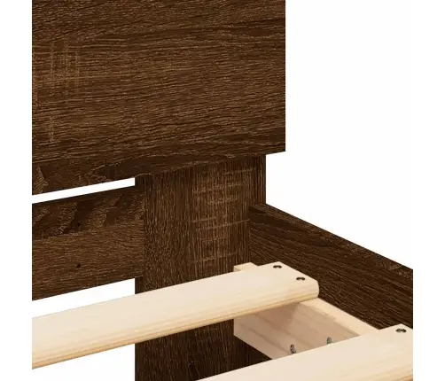 Led-Tulede Ja Peatsiga Voodiraam, Pruun Tamm, 140 X 190 Cm