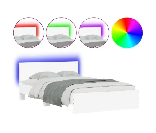 Gultas Rāmis Ar Galvgali Un Led, Balts, 135X190 Cm Vidaxl
