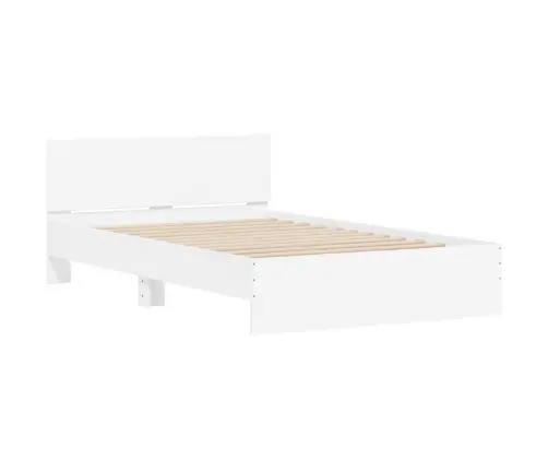 Gultas Rāmis Ar Galvgali Un Led, Balts, 135X190 Cm Vidaxl