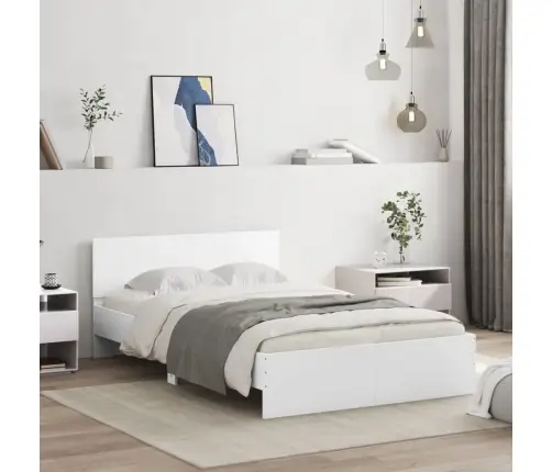 Gultas Rāmis Ar Galvgali Un Led, Balts, 135X190 Cm Vidaxl