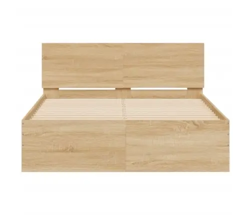 Led-Tulede Ja Peatsiga Voodiraam, Sonoma Tamm, 135 X 190 Cm