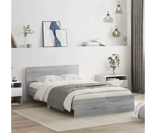 Lovos Rėmas Su Galvūgaliu Ir Led, Pilkas Ąžuolo, 135X190Cm