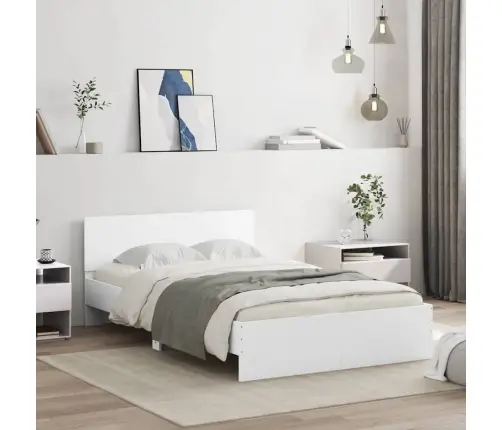 Gultas Rāmis Ar Galvgali Un Led, Balts, 120X190 Cm Vidaxl