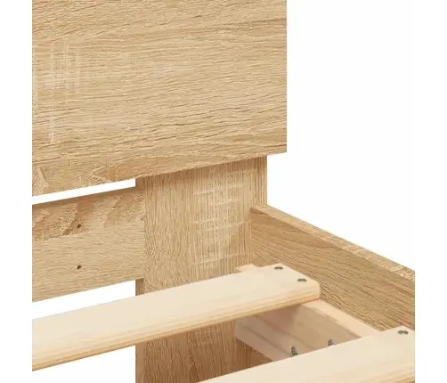 Gultas Rāmis Ar Galvgali Un Led, Koka Krāsa, 120X190 Cm Vidaxl