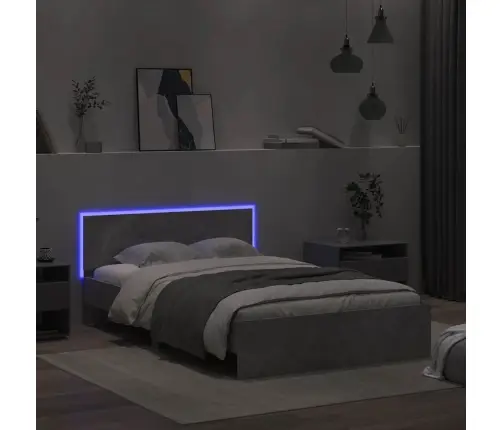 Led-Tulede Ja Peatsiga Voodiraam, Betoonhall, 120 X 190 Cm