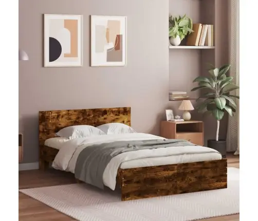 Gultas Rāmis Ar Galvgali Un Led, Koka Krāsa, 120X190 Cm Vidaxl