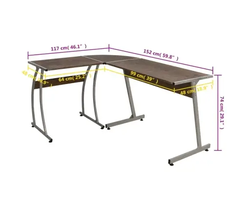 Stūra Rakstāmgalds, Brūns, Inženierijas Koks Vidaxl