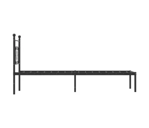 Gultas Rāmis Ar Galvgali, Melns Metāls, 75X190 Cm Vidaxl