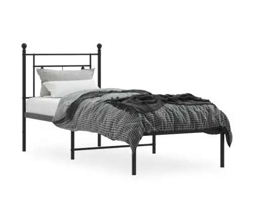 Metalinis Lovos Rėmas Su Galvūgaliu, Juodos Spalvos, 80X200Cm
