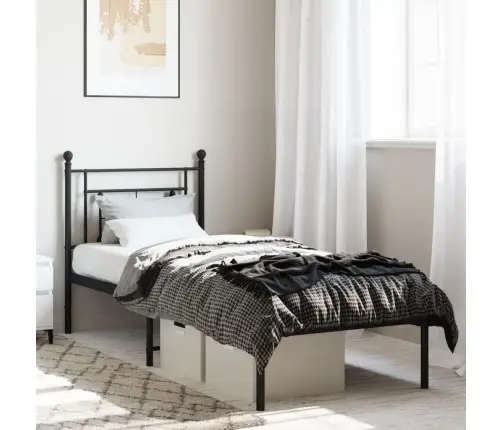 Metalinis Lovos Rėmas Su Galvūgaliu, Juodos Spalvos, 80X200Cm
