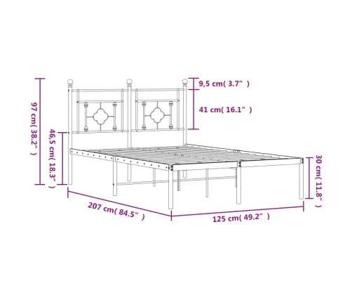Metalinis Lovos Rėmas Su Galvūgaliu, Juodos Spalvos, 120X200Cm