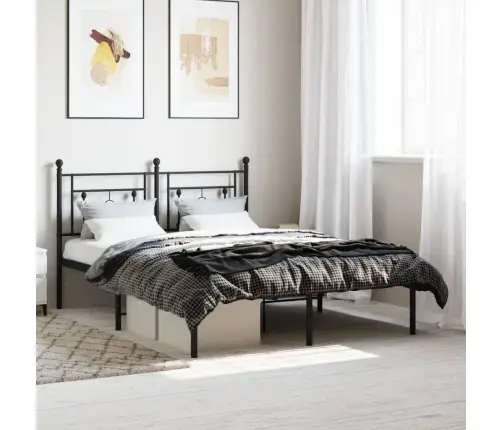 Metallist Voodiraam Peatsiga, Must, 135X190 Cm