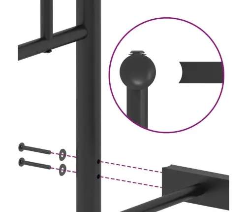 Metalinis Lovos Rėmas Su Galvūgaliu, Juodos Spalvos, 140X190Cm