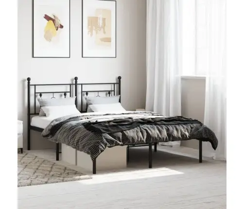 Metalinis Lovos Rėmas Su Galvūgaliu, Juodos Spalvos, 140X190Cm