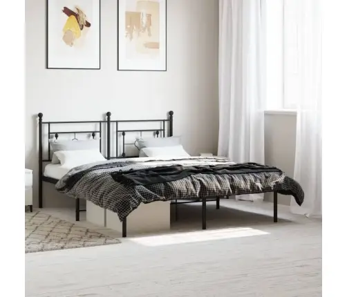 Metallist Voodiraam Peatsiga, Must, 160 X 200 Cm