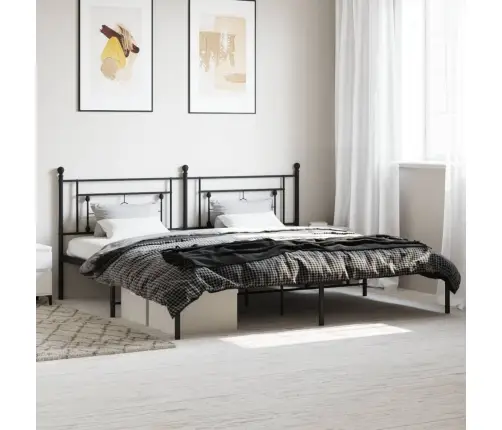 Metallist Voodiraam Peatsiga, Must, 200X200 Cm