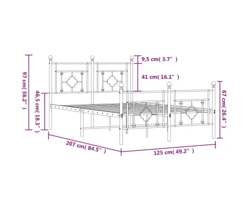 Lovos Rėmas Su Galvūgaliu/Kojūgaliu, Juodas, 120X200cm Metalas
