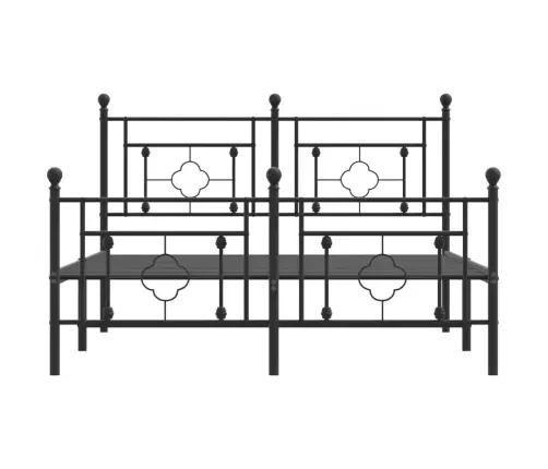 Gultas Rāmis Ar Galvgali Un Kājgali, Melns Metāls, 135X190 Cm Vidaxl