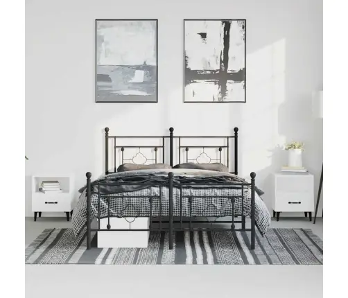 Gultas Rāmis Ar Galvgali Un Kājgali, Melns Metāls, 193X203 Cm Vidaxl