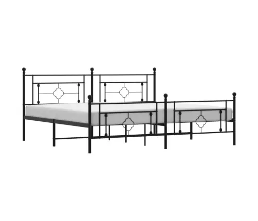 Gultas Rāmis Ar Galvgali Un Kājgali, Melns Metāls, 200X200 Cm Vidaxl