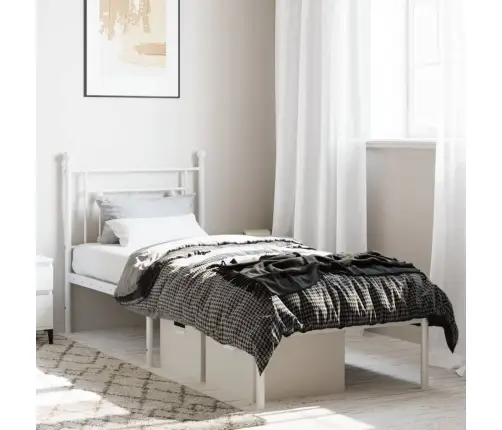 Gultas Rāmis Bez Matrača, Ar Galvgali, Balts Metāls, 75X190 Cm Vidaxl