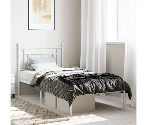 Metalinis Lovos Rėmas Su Galvūgaliu, Baltos Spalvos, 90X200Cm