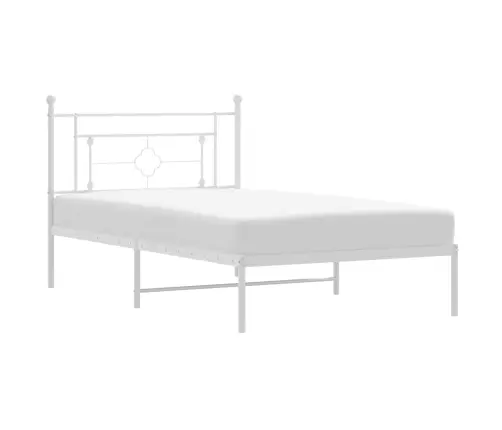 Metallist Voodiraam Peatsiga, Valge, 107X203 Cm