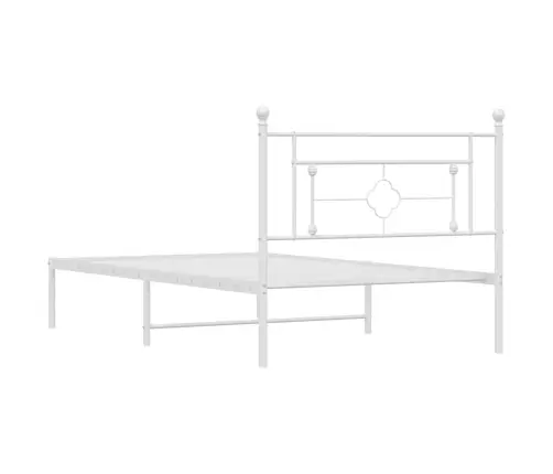 Metallist Voodiraam Peatsiga, Valge, 107X203 Cm